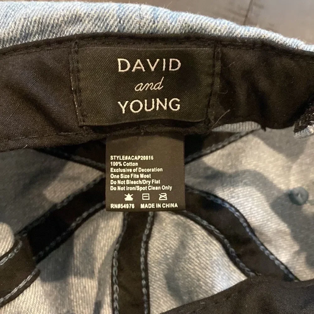 David and Young Brunch Hat Light Denim Wash One Size Velcro‌‌‌‌‌‌‌‌‌‌‌‌‌‌‌‌‌